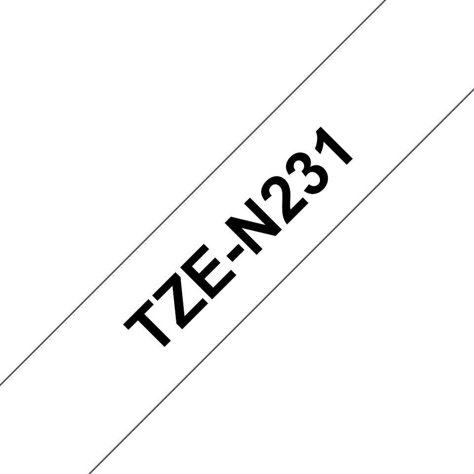 TZeN231 - Niet-gelamelleerde tape - zwart op wit - Rol (1.2 
